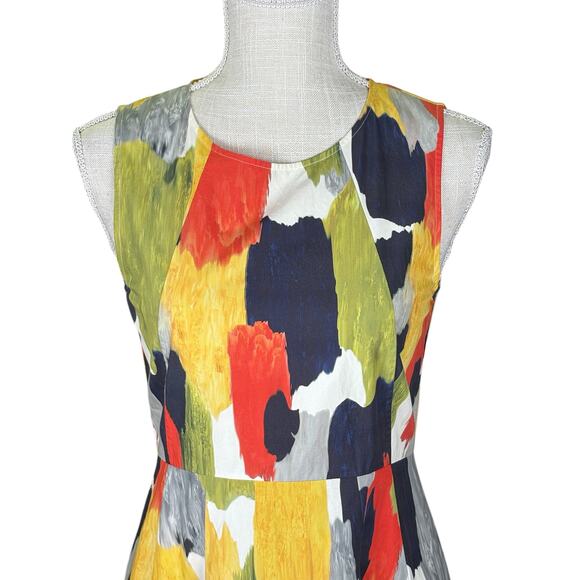 COS Women's 6 Watercolor Hi-low Midi Dress Cotton Sleeveless Swing Artsy Unique - Picture 3 of 10